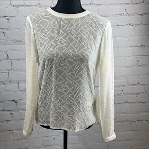 UEC Karen Millen cream sheet long sleeve blouse 8